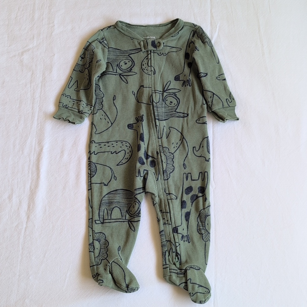 simple joys 2-way zipper thermal waffle knit footie sleeper pajamas 3-6 months